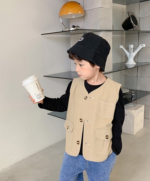 aimoha（アイモハ）の「【aimoha-KIDS-】【新作】子供服 ワーク ベスト（ベスト・キッズ・ベージュ・90/100/110/120/130/140）」の8枚目の写真