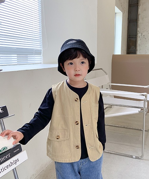 aimoha（アイモハ）の「【aimoha-KIDS-】【新作】子供服 ワーク ベスト（ベスト・キッズ・ベージュ・90/100/110/120/130/140）」の6枚目の写真