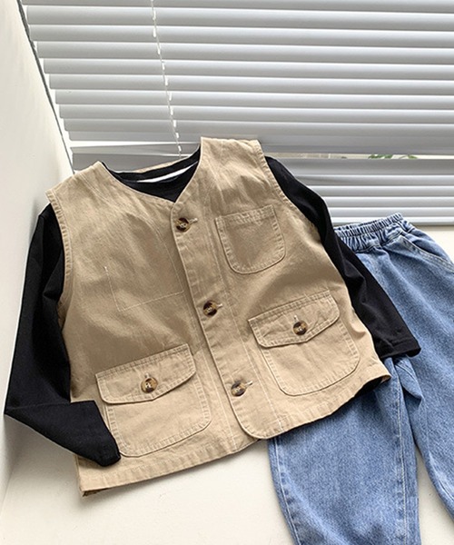 aimoha（アイモハ）の「【aimoha-KIDS-】【新作】子供服 ワーク ベスト（ベスト・キッズ・ベージュ・90/100/110/120/130/140）」の21枚目の写真