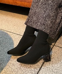 VIVIAN | 【2021年秋冬新作】クリアヒールニットショートブーツ(ブーツ)