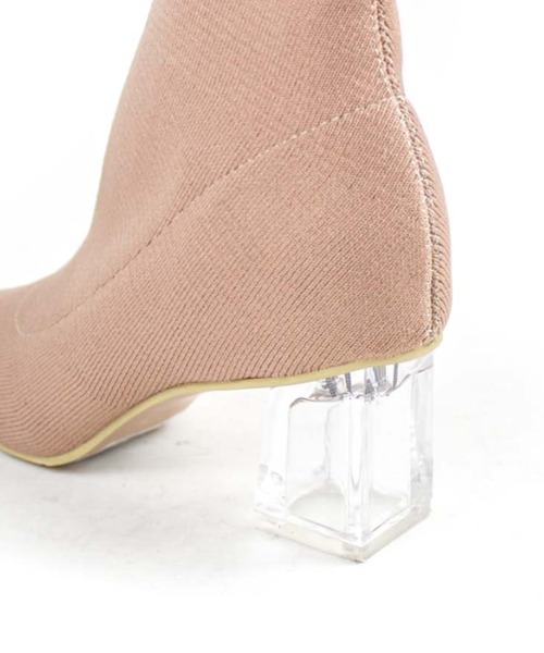 VIVIAN（ヴィヴィアン）の「クリアヒールニットショートブーツ（ブーツ・レディース・ベージュ/ブラック・S/M/L）」の21枚目の写真
