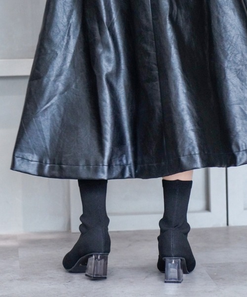 VIVIAN（ヴィヴィアン）の「クリアヒールニットショートブーツ（ブーツ・レディース・ベージュ/ブラック・S/M/L）」の15枚目の写真