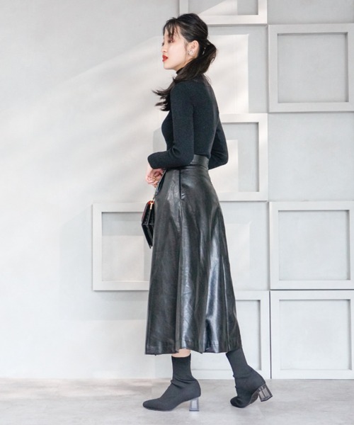 VIVIAN（ヴィヴィアン）の「クリアヒールニットショートブーツ（ブーツ・レディース・ベージュ/ブラック・S/M/L）」の12枚目の写真