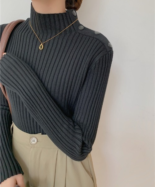 ABITOKYO（アビトーキョー）の「サイドボタンタートルネックリブプルオーバー（ニット/セーター・レディース・ホワイト/ブラック/ベージュ/グレー/アイボリー・FREE）」の19枚目の写真
