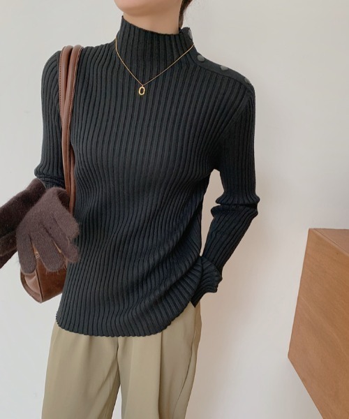 ABITOKYO（アビトーキョー）の「サイドボタンタートルネックリブプルオーバー（ニット/セーター・レディース・ホワイト/ブラック/ベージュ/グレー/アイボリー・FREE）」の14枚目の写真