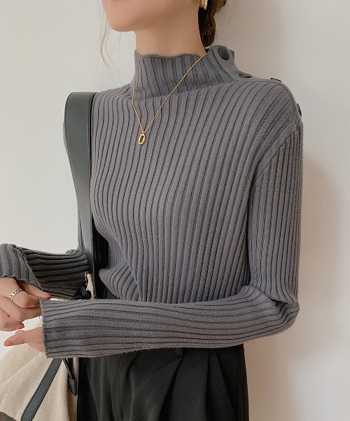 ABITOKYO（アビトーキョー）の「サイドボタンタートルネックリブプルオーバー（ニット/セーター・レディース・ホワイト/ブラック/ベージュ/グレー/アイボリー・FREE）」の20枚目の写真