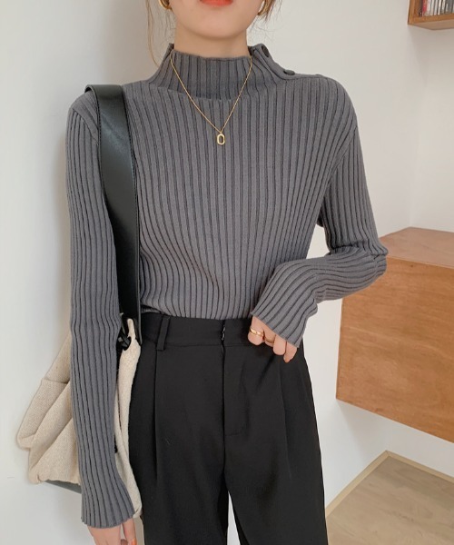 ABITOKYO（アビトーキョー）の「サイドボタンタートルネックリブプルオーバー（ニット/セーター・レディース・ホワイト/ブラック/ベージュ/グレー/アイボリー・FREE）」の8枚目の写真