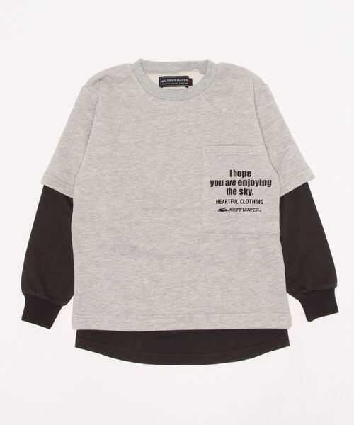 KRIFF MAYER Kid's Collection（クリフメイヤーキッズコレクション）の「フェイクレイヤードストレッチクルー（スウェット・キッズ・グレー/ネイビー/ワインレッド・170/120/140/130/150/160）」の2枚目の写真