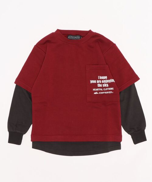 KRIFF MAYER Kid's Collection（クリフメイヤーキッズコレクション）の「フェイクレイヤードストレッチクルー（スウェット・キッズ・グレー/ネイビー/ワインレッド・170/120/140/130/150/160）」の3枚目の写真