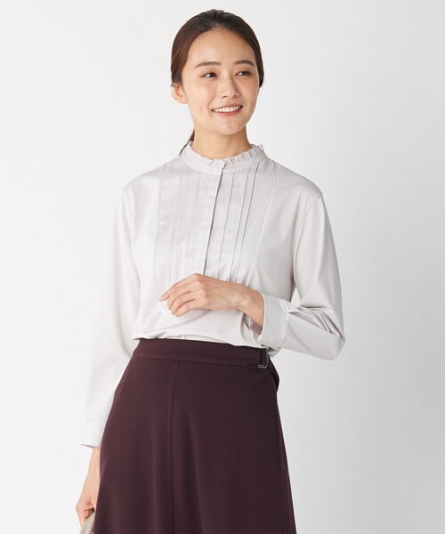 J.PRESS（ジェイプレス）の「【インナーに最適！】ブロッキングジャージー カットソー（Tシャツ/カットソー・レディース・ホワイト系/ライトグレー系・T13/T15）」の2枚目の写真