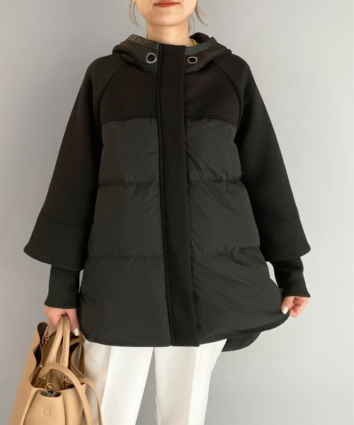 LUGIVA（ルギヴァ）の「ダンボールニット+タフタ ミドル丈ダウンジャケット（ダウンジャケット/コート・レディース・ブラック/グレー/モカ・M）」の2枚目の写真
