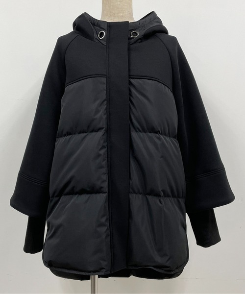 LUGIVA（ルギヴァ）の「ダンボールニット+タフタ ミドル丈ダウンジャケット（ダウンジャケット/コート・レディース・ブラック/グレー/モカ・M）」の9枚目の写真