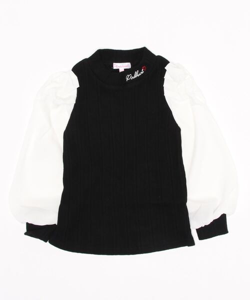 PINKHUNT(ピンクハント)の「PINKHUNT パフスリーブロンT 5836K #IG(Tシャツ/カットソー・キッズ・ブラック/ホワイト・130cm/120cm/160cm/140cm/150cm)」の4枚目の写真