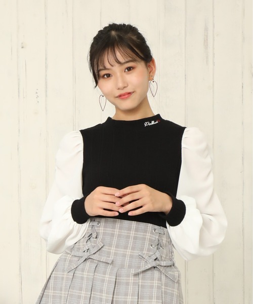 PINKHUNT(ピンクハント)の「PINKHUNT パフスリーブロンT 5836K #IG(Tシャツ/カットソー・キッズ・ブラック/ホワイト・130cm/120cm/160cm/140cm/150cm)」の6枚目の写真
