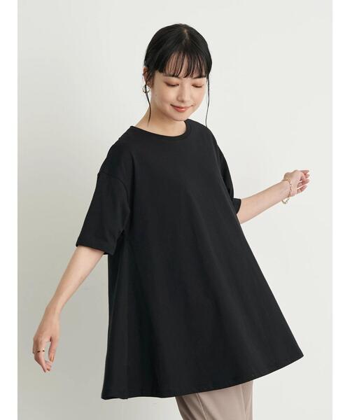 earth music&ecology(アースミュージックアンドエコロジー)の「フレアカットチュニック *(Tシャツ/カットソー・レディース・ミント/ブラック/ベージュ/オフホワイト・FREE)」の5枚目の写真