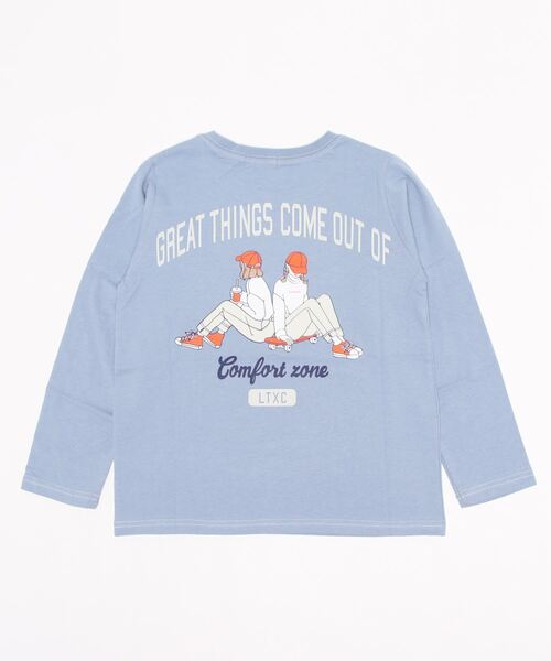 LOVETOXIC（ラブトキシック）の「バックカレッジイラスト長袖Tシャツ（Tシャツ/カットソー・キッズ・オレンジ/チャコール/サックスブルー/アイボリー・SS/M/S/L）」の6枚目の写真