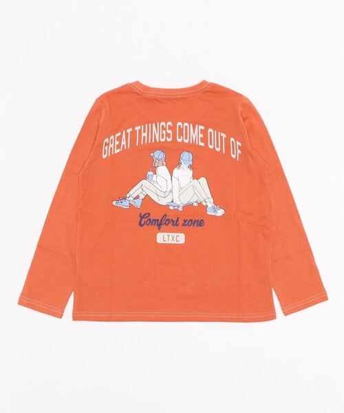 LOVETOXIC（ラブトキシック）の「バックカレッジイラスト長袖Tシャツ（Tシャツ/カットソー・キッズ・オレンジ/チャコール/サックスブルー/アイボリー・SS/M/S/L）」の7枚目の写真