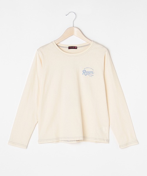 LOVETOXIC（ラブトキシック）の「バックカレッジイラスト長袖Tシャツ（Tシャツ/カットソー・キッズ・オレンジ/チャコール/サックスブルー/アイボリー・SS/M/S/L）」の2枚目の写真