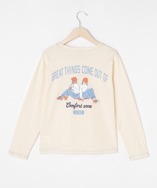 LOVETOXIC（ラブトキシック）の「バックカレッジイラスト長袖Tシャツ（Tシャツ/カットソー・キッズ・オレンジ/チャコール/サックスブルー/アイボリー・SS/M/S/L）」の9枚目の写真