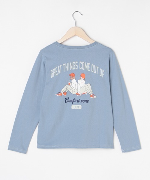 LOVETOXIC（ラブトキシック）の「バックカレッジイラスト長袖Tシャツ（Tシャツ/カットソー・キッズ・オレンジ/チャコール/サックスブルー/アイボリー・SS/M/S/L）」の12枚目の写真