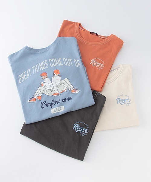 LOVETOXIC（ラブトキシック）の「バックカレッジイラスト長袖Tシャツ（Tシャツ/カットソー・キッズ・オレンジ/チャコール/サックスブルー/アイボリー・SS/M/S/L）」の17枚目の写真