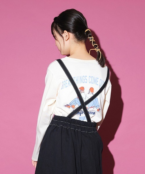 LOVETOXIC（ラブトキシック）の「バックカレッジイラスト長袖Tシャツ（Tシャツ/カットソー・キッズ・オレンジ/チャコール/サックスブルー/アイボリー・SS/M/S/L）」の22枚目の写真