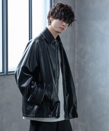 Synthetic Leather Over Zip Blouson - シンセティックレザーオーバージップブルゾン