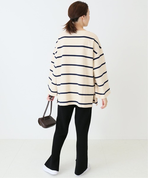 SLOBE IENA(スローブイエナ)の「ルーズスリーブボーダープルオーバー【手洗い可能】◆(Tシャツ/カットソー・レディース・ブラック/ネイビー/カーキ・FREE)」の10枚目の写真