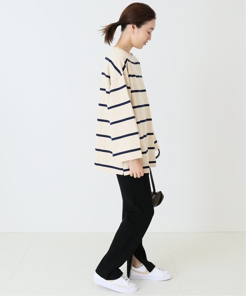SLOBE IENA(スローブイエナ)の「ルーズスリーブボーダープルオーバー【手洗い可能】◆(Tシャツ/カットソー・レディース・ブラック/ネイビー/カーキ・FREE)」の18枚目の写真