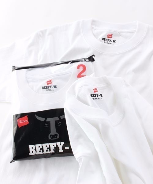 HANES(ヘインズ)の「【HANES/ヘインズ】【旅行・レジャーに】厚手で透けない BEEFY T-SHIRT 2P H5180-2 ビーフィー/Tシャツ/2枚組/無地/ユニセックス ヘビーウェイト(Tシャツ/カットソー・メンズ・ホワイト/ブラック/ネイビー/グレー・SMALL/MEDIUM/LARGE/X-LARGE/X-SMALL)」の1枚目の写真