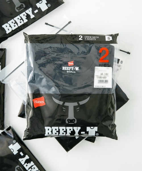 HANES(ヘインズ)の「【HANES/ヘインズ】【旅行・レジャーに】厚手で透けない BEEFY T-SHIRT 2P H5180-2 ビーフィー/Tシャツ/2枚組/無地/ユニセックス ヘビーウェイト(Tシャツ/カットソー・メンズ・ホワイト/ブラック/ネイビー/グレー・SMALL/MEDIUM/LARGE/X-LARGE/X-SMALL)」の2枚目の写真