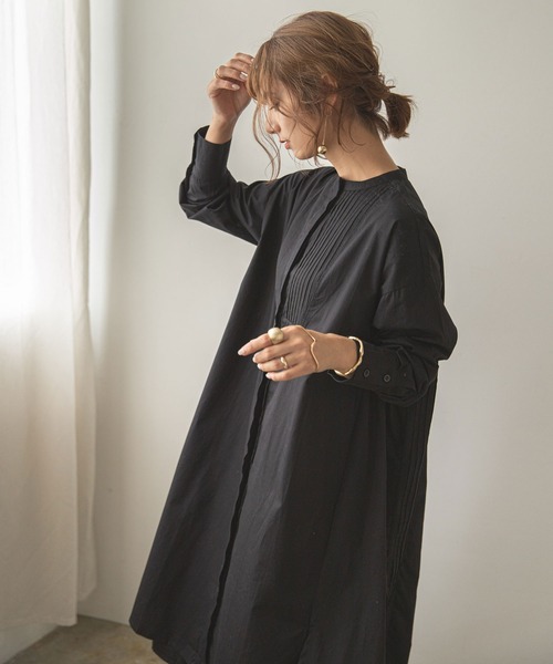 rectangle（レクタングル）の「はしごレースシャツワンピース（ワンピース・レディース・ブラック/グレイッシュベージュ/オフホワイト・MEDIUM/LARGE）」の2枚目の写真