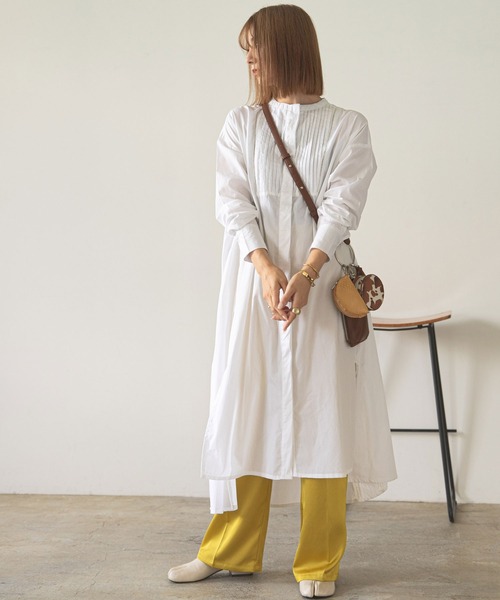 rectangle（レクタングル）の「はしごレースシャツワンピース（ワンピース・レディース・ブラック/グレイッシュベージュ/オフホワイト・MEDIUM/LARGE）」の4枚目の写真