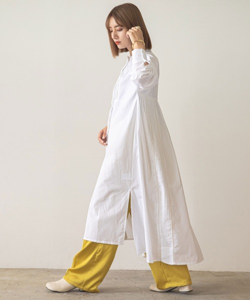 rectangle（レクタングル）の「はしごレースシャツワンピース（ワンピース・レディース・ブラック/グレイッシュベージュ/オフホワイト・MEDIUM/LARGE）」の6枚目の写真