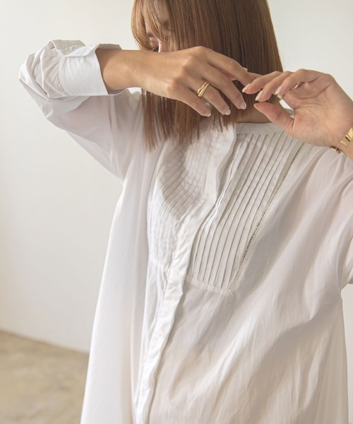 rectangle（レクタングル）の「はしごレースシャツワンピース（ワンピース・レディース・ブラック/グレイッシュベージュ/オフホワイト・MEDIUM/LARGE）」の8枚目の写真