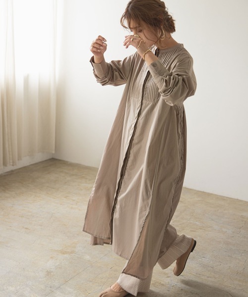 rectangle（レクタングル）の「はしごレースシャツワンピース（ワンピース・レディース・ブラック/グレイッシュベージュ/オフホワイト・MEDIUM/LARGE）」の15枚目の写真