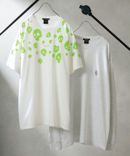 BIAS（バイアス）の「【BIAS】 カラースカルドットプリント白Tee＆ロンTセット（Tシャツ/カットソー・メンズ・ライトグレー/ブラック/ピンク系その他/ライム/ライトベージュ/ライトブルー・LARGE/SMALL/MEDIUM）」の5枚目の写真