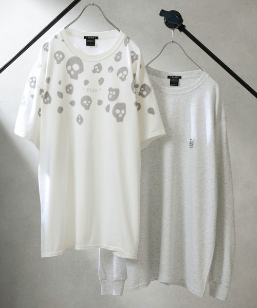 BIAS（バイアス）の「【BIAS】 カラースカルドットプリント白Tee＆ロンTセット（Tシャツ/カットソー・メンズ・ライトグレー/ブラック/ピンク系その他/ライム/ライトベージュ/ライトブルー・LARGE/SMALL/MEDIUM）」の3枚目の写真