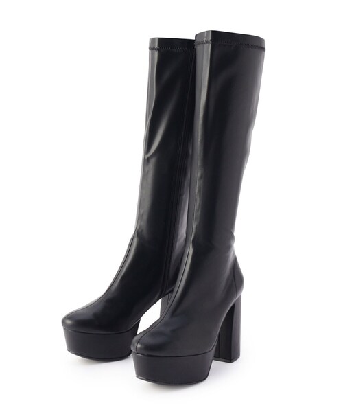 ESPERANZA(エスペランサ)の「◆【ラク盛りシリーズ】ストレッチチャンキーヒール厚底ロングブーツ(ブーツ・レディース・ブラック/アイボリー/ブラック系/こしょう色系1・LL/M/L/S)」の7枚目の写真