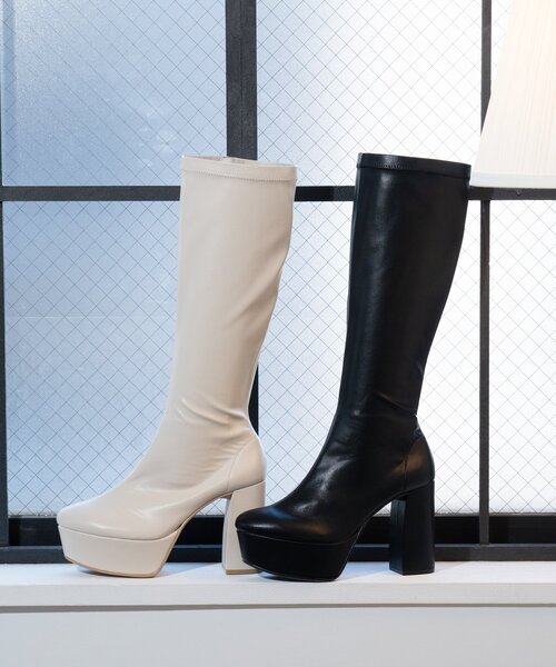 ESPERANZA(エスペランサ)の「◆【ラク盛りシリーズ】ストレッチチャンキーヒール厚底ロングブーツ(ブーツ・レディース・ブラック/アイボリー/ブラック系/こしょう色系1・LL/M/L/S)」の18枚目の写真