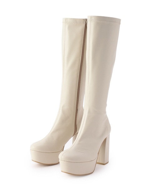 ESPERANZA(エスペランサ)の「◆【ラク盛りシリーズ】ストレッチチャンキーヒール厚底ロングブーツ(ブーツ・レディース・ブラック/アイボリー/ブラック系/こしょう色系1・LL/M/L/S)」の17枚目の写真