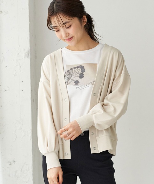 earth music&ecology（アースミュージックアンドエコロジー）の「スウェットカーディガン　＊（カーディガン/ボレロ・レディース・ブラック/ブラウン/ミント/ホワイト系その他2・FREE）」の2枚目の写真