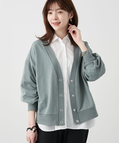 earth music&ecology（アースミュージックアンドエコロジー）の「スウェットカーディガン　＊（カーディガン/ボレロ・レディース・ブラック/ブラウン/ミント/ホワイト系その他2・FREE）」の4枚目の写真