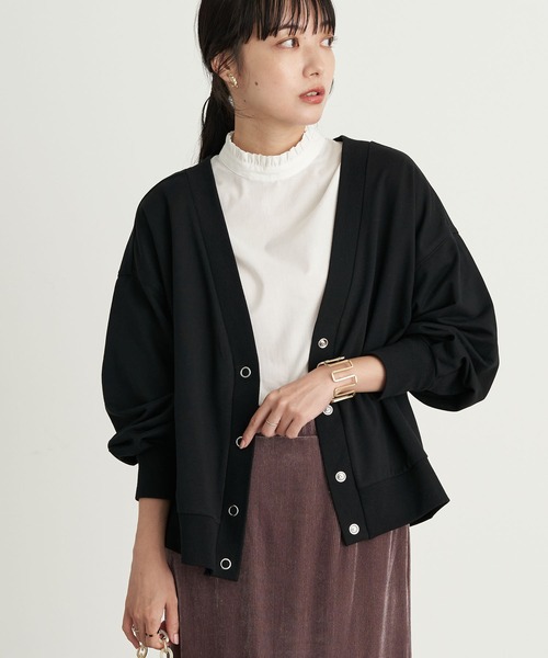 earth music&ecology（アースミュージックアンドエコロジー）の「スウェットカーディガン　＊（カーディガン/ボレロ・レディース・ブラック/ブラウン/ミント/ホワイト系その他2・FREE）」の3枚目の写真