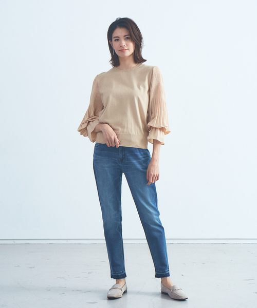 Abahouse Devinette(ドゥヴィネット)の「【BRAHMIN】14G天竺ドッキングプルオーバー(ニット/セーター・レディース・ベージュ/ブラック・フリー)」の4枚目の写真