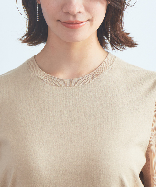 Abahouse Devinette(ドゥヴィネット)の「【BRAHMIN】14G天竺ドッキングプルオーバー(ニット/セーター・レディース・ベージュ/ブラック・フリー)」の8枚目の写真