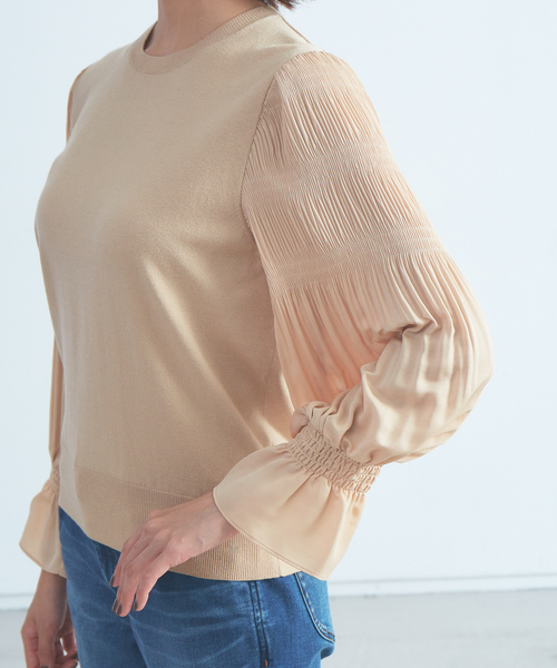 Abahouse Devinette(ドゥヴィネット)の「【BRAHMIN】14G天竺ドッキングプルオーバー(ニット/セーター・レディース・ベージュ/ブラック・フリー)」の9枚目の写真