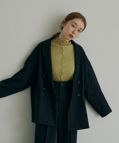 hinari（ヒナリ）の「オーバーダブルテーラードジャケット（テーラードジャケット・レディース・ネイビー/モカ・FREE）」の2枚目の写真