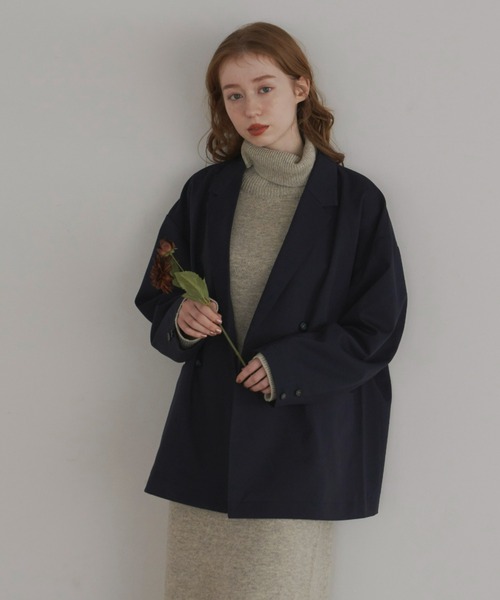 hinari（ヒナリ）の「オーバーダブルテーラードジャケット（テーラードジャケット・レディース・ネイビー/モカ・FREE）」の17枚目の写真
