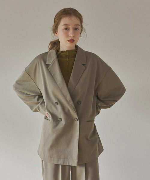 hinari（ヒナリ）の「オーバーダブルテーラードジャケット（テーラードジャケット・レディース・ネイビー/モカ・FREE）」の6枚目の写真